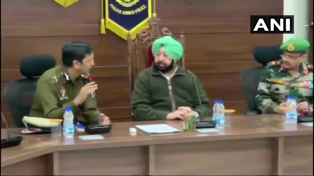 Punjab Chief Minister Amarinder Singh met top officials of army, paramilitary and the police to review the current situation in border areas