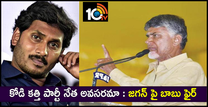 కోడి కత్తి పార్టీ నేత అవసరమా : జగన్ పై బాబు ఫైర్ కోడి కత్తి పార్టీ నేత అవసరమా : జగన్ పై బాబు ఫైర్