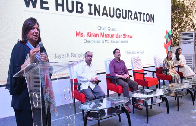 Kiran Mazumdarsha, who launched the Weehab office at Jubilee Hills in Hyderabad