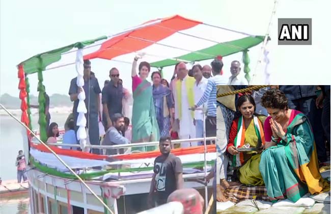 Priyanka Gandhi's election campaign begins in boat on Ganga river