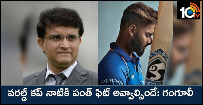 వరల్డ్ కప్ నాటికి పంత్ ఫిట్ అవ్వాల్సిందే: గంగూలీ వరల్డ్ కప్ నాటికి పంత్ ఫిట్ అవ్వాల్సిందే: గంగూలీ