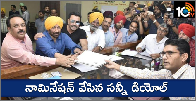 Actor turned politician Sunny Deol files his nomination as the BJP candidate from the Gurdaspur