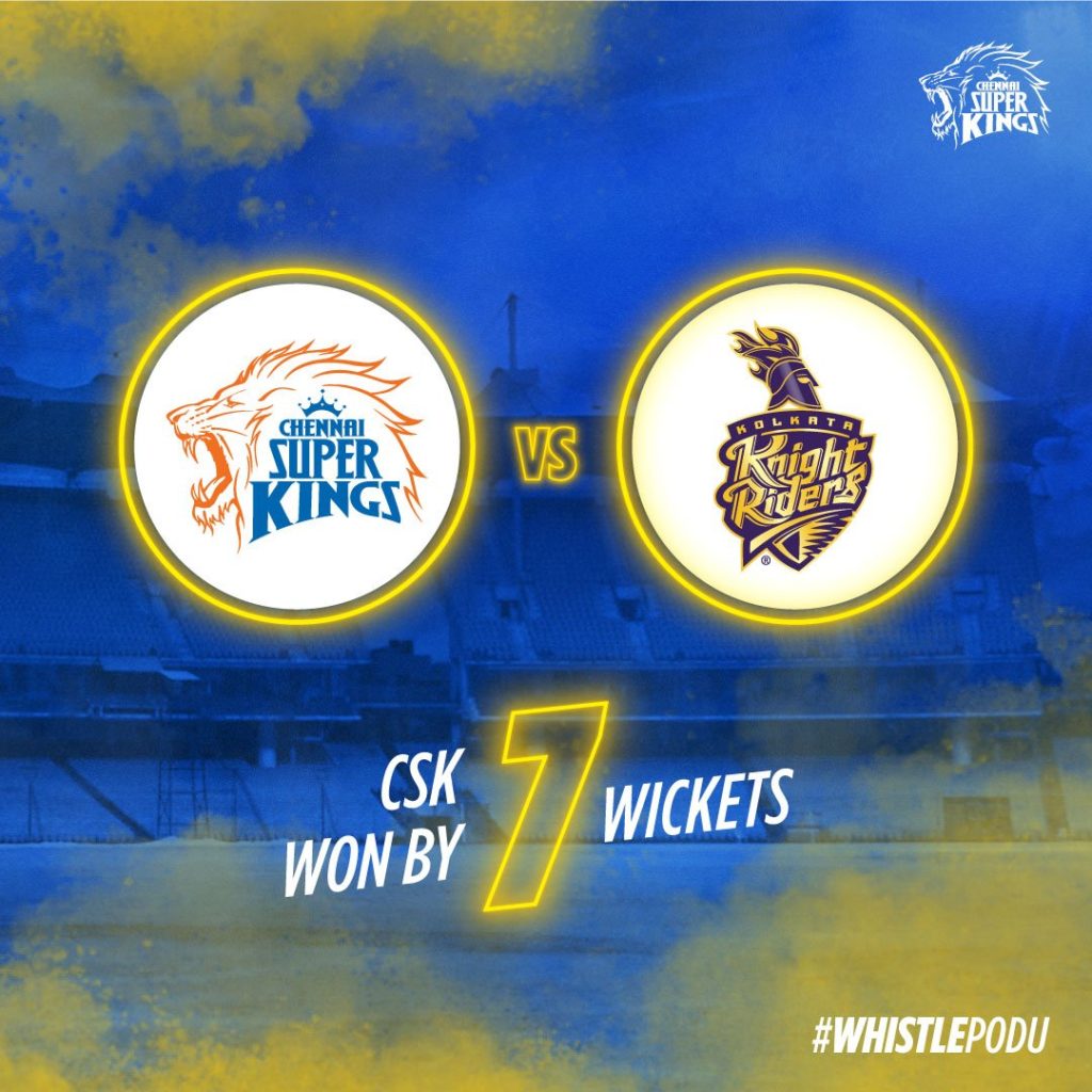 CSKvKKR:chennai won by 7 wickets