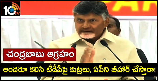 చంద్రబాబు ఆగ్రహం : అందరూ కలిసి టీడీపీపై కుట్రలు, ఏపీని బీహార్ చేస్తారా! చంద్రబాబు ఆగ్రహం : అందరూ కలిసి టీడీపీపై కుట్రలు, ఏపీని బీహార్ చేస్తారా!
