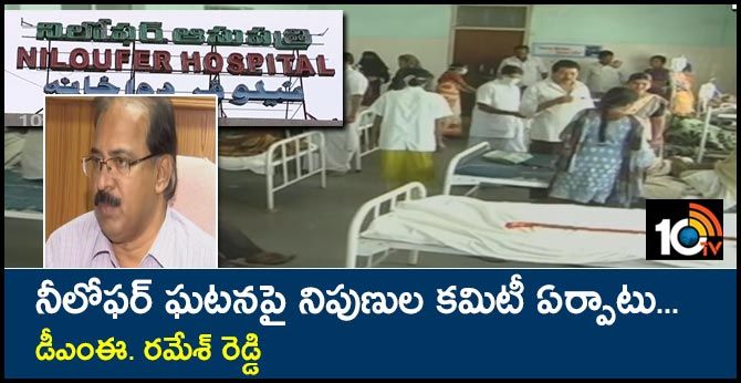 నీలోఫర్ ఘటనపై నిపుణుల కమిటీ ఏర్పాటు….డీఎంఈ. రమేశ్ రెడ్డి నీలోఫర్ ఘటనపై నిపుణుల కమిటీ ఏర్పాటు….డీఎంఈ. రమేశ్ రెడ్డి