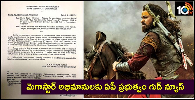 మెగాస్టార్ అభిమానులకు ఏపీ ప్రభుత్వం గుడ్ న్యూస్ మెగాస్టార్ అభిమానులకు ఏపీ ప్రభుత్వం గుడ్ న్యూస్