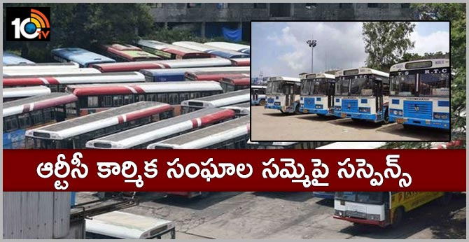 ఆర్టీసీ కార్మిక సంఘాల సమ్మెపై సస్పెన్స్ ఆర్టీసీ కార్మిక సంఘాల సమ్మెపై సస్పెన్స్