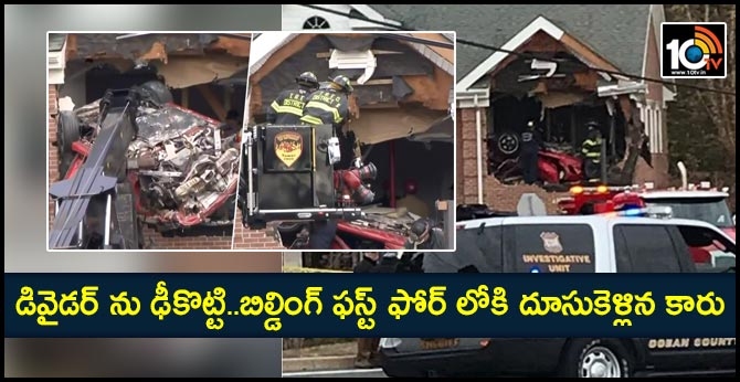 Two dead after Porsche was driven so fast it took off and smashed into upstairs room