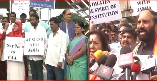 Congress leaders protest against CAA in Hyderabad