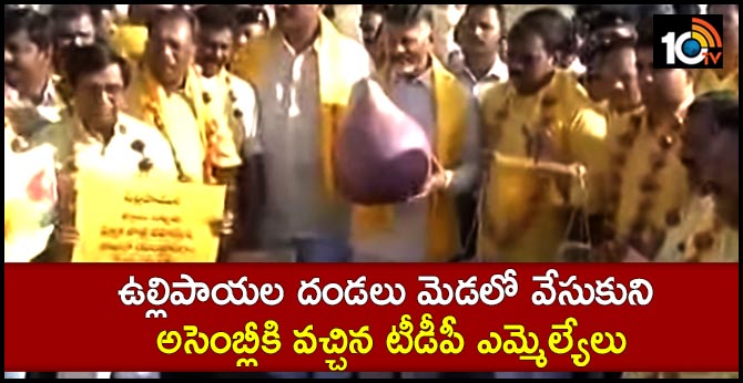 TDP MLAs protest on onion prices