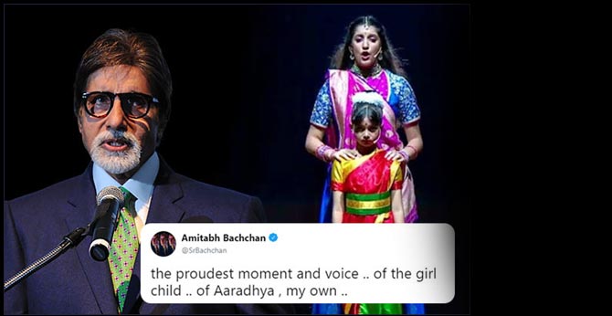 proudest moment and voice .. of the girl child .. of Aaradhya , my own Amitab Bachhan