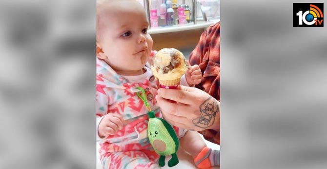 Baby girl tastes ice cream Brittani Jernigan
