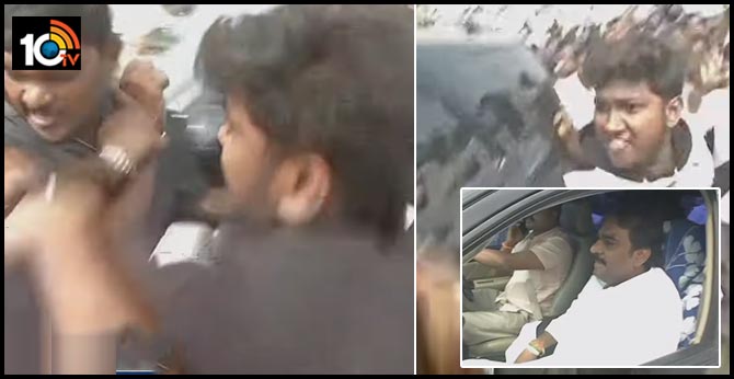 Young man arrested for Attack on YCP MLA Pinnelli Ramakrishna Reddy's car