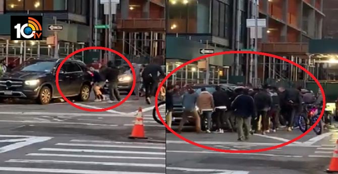 a pedestrian trapping them under an SUV. Onlookers just lifted the SUV,