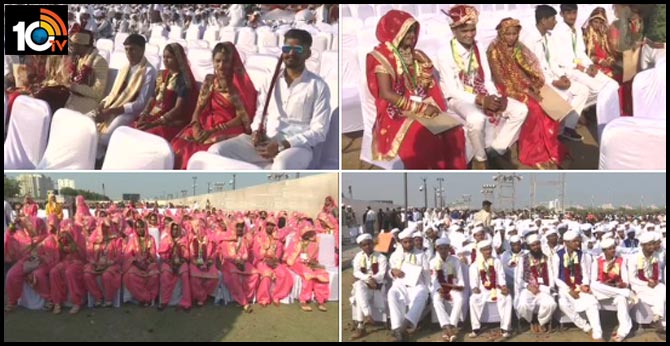 1100 hindu and muslim couples mass wedding ceremony in ahmedabad gujarat