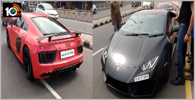 Racing in cars in Hyderabad, two arrested