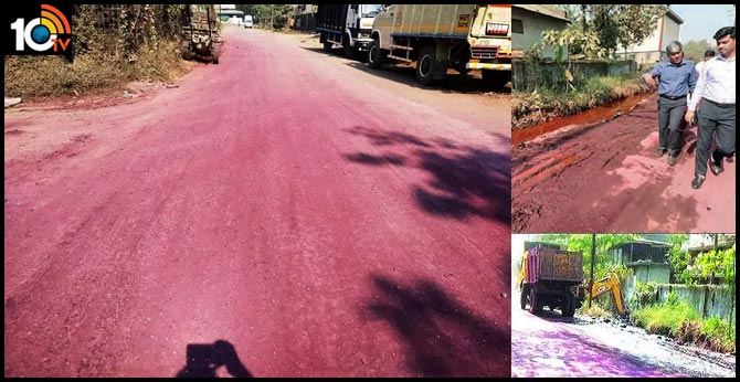 Roads Changes Into Pink Colour Due To Pollution On Thane