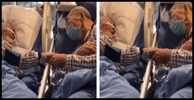 heart breaking video elderly couple says goodbye hospital In ICU