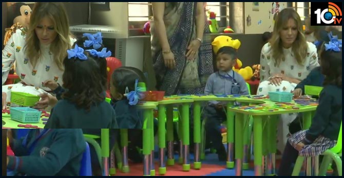 melania visits delhi govt school welcomed with tilak
