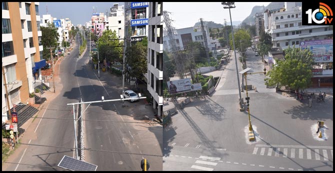 Vizag and Vijayawada Roads all roads empty due to Andhra Pradesh Lockdown