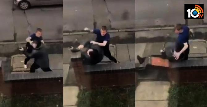 Man Punches Alleged Thief So Hard, He Crashes Into A Brick Pillar & It Breaks!