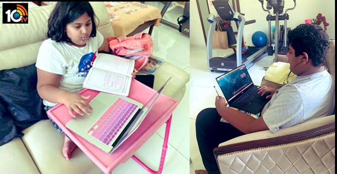 Online schooling during these testing times. My son & daughter KTR Tweet