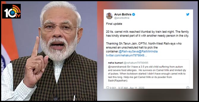 Covid-19 update: Railways delivers 20l of camel milk to Mumbai woman after her tweet to PM