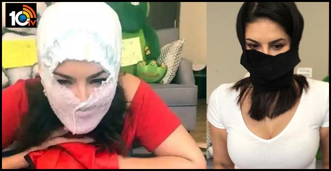 Sunny Leone wears diaper as emergency face mask