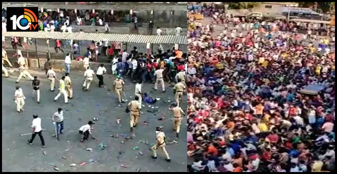 Thousands of migrants 'lathi-charged' for defying lockdown in mumbai