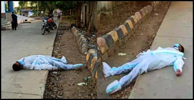 Corona Warrior lying unconscious on the way   for half an hour, no one helped at Madhya pradesh,