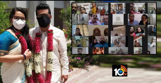Assam bride and groom make each other wear face masks