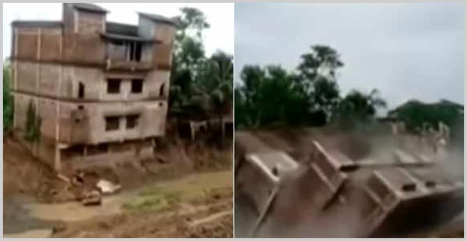 On Camera, Three-Storey Building Falls Into Canal In West Bengal