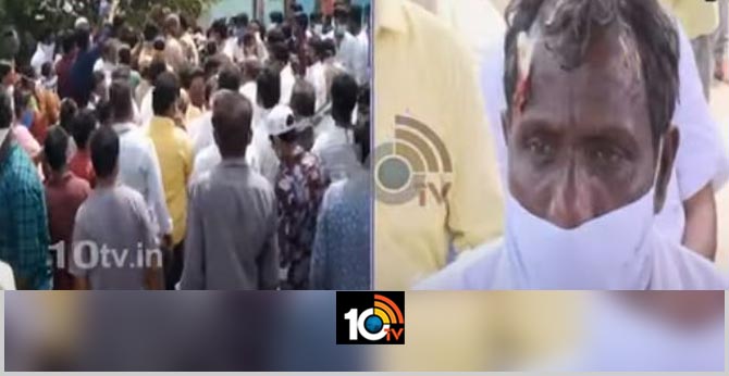 YCP Leaders Stones attack on tdp MLA Velagapudi Ramakrishna Babu