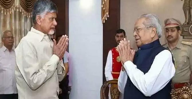 TDP Chief Chandrababu Naidu complaints to Governor about State govt rule