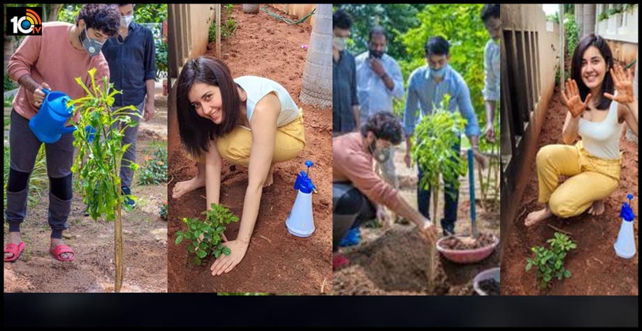 actress-raashi-khanna-and-director-prasanth-varma-plant-sapling-under-green-india-challenge