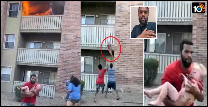 child-dropped-balcony-fire-football-player-burning-building