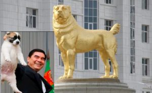 Golden dog statu