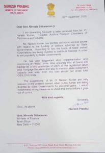 suresh prabhu letter