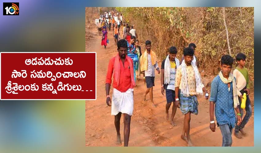 Karnataka Residents Coming To Srisailam To Present Sari To Bhramaramba