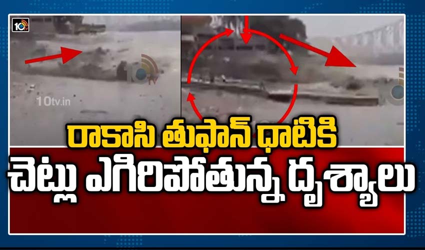 రాకాసి తుఫాన్ ధాటికి చెట్లు ఎగిరిపోతున్న దృశ్యాలు