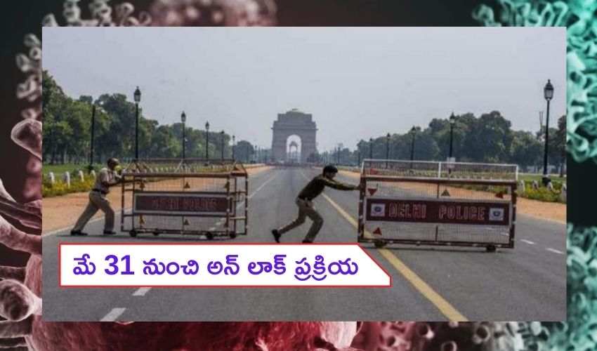 India Corona : కరోనా కేసులు తగ్గుముఖం, మే 31 నుంచి అన్ లాక్ ప్రక్రియ India Corona : కరోనా కేసులు తగ్గుముఖం, మే 31 నుంచి అన్ లాక్ ప్రక్రియ
