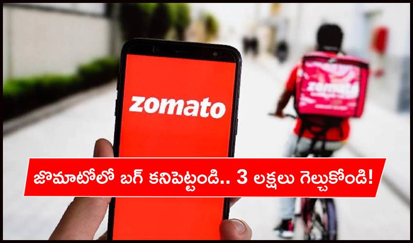 Zomato Bumper Offer : జొమాటోలో బగ్ కనిపెట్టండి.. రూ.3 లక్షలు గెల్చుకోండి! Zomato Bumper Offer : జొమాటోలో బగ్ కనిపెట్టండి.. రూ.3 లక్షలు గెల్చుకోండి!