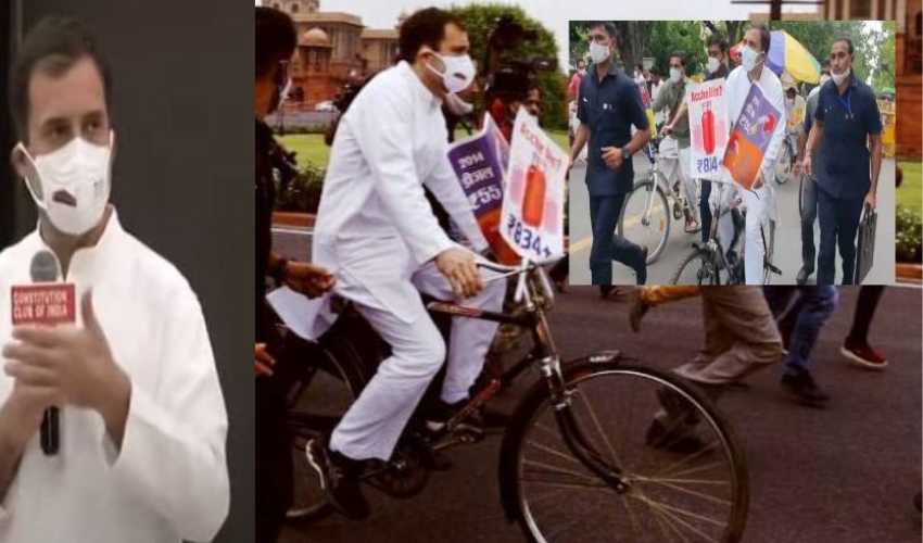 Rahul Gandhi On Bicycle