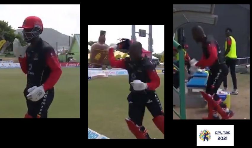 CPL T20 : అవుట్ అవ్వడంతో హెల్మెట్ విసిరికొట్టాడు, వీడియో వైరల్ CPL T20 : అవుట్ అవ్వడంతో హెల్మెట్ విసిరికొట్టాడు, వీడియో వైరల్