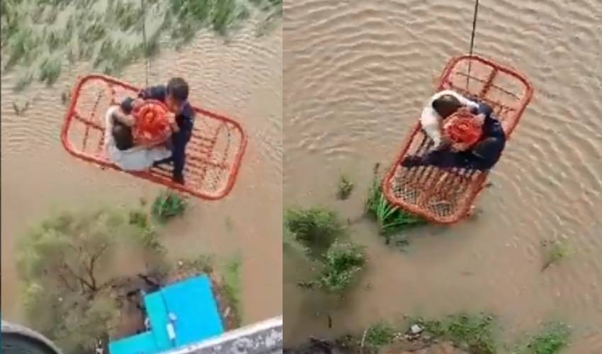 Rescue operation : వరదల్లో చిక్కుకున్న వారిని రక్షించిన వాయుసేన అధికారులు Rescue operation : వరదల్లో చిక్కుకున్న వారిని రక్షించిన వాయుసేన అధికారులు