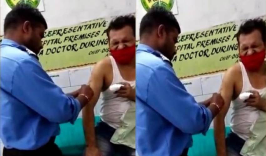 Security Guard : రోగికి ఇంజెక్షన్ ఇచ్చిన సెక్యూరిటీ గార్డు.. వైరల్ ఫోటో Security Guard : రోగికి ఇంజెక్షన్ ఇచ్చిన సెక్యూరిటీ గార్డు.. వైరల్ ఫోటో