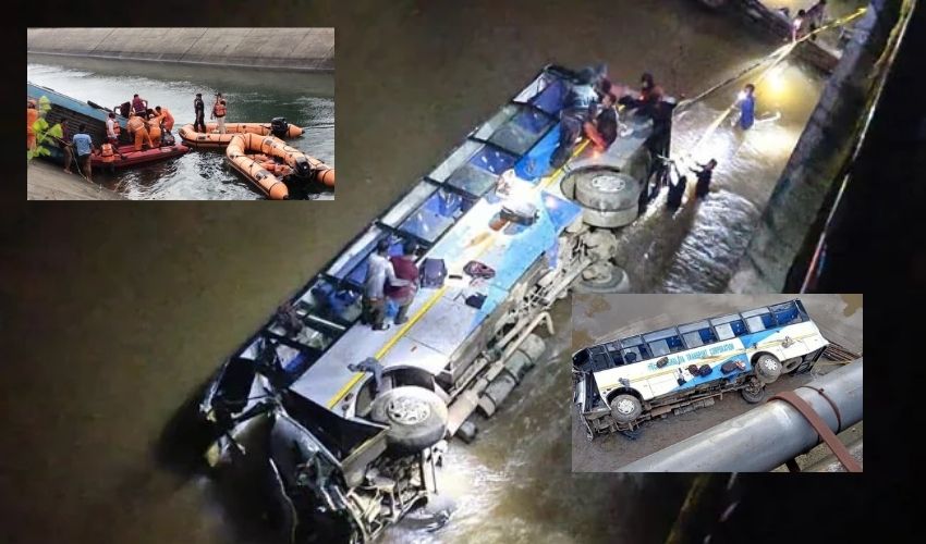 Bus Falls Into River In Meghalaya