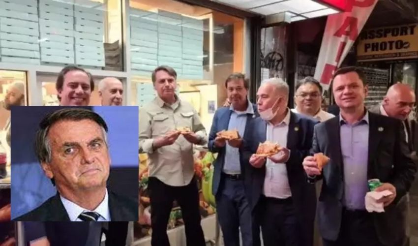Razil President Jair Bolsonaro Eats Pizza