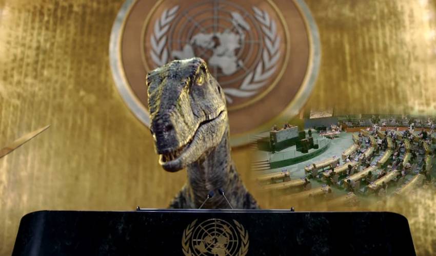Dinosaur Warning at UNO: ఐక్యరాజ్య సమితిలోకి డైనోసార్ వార్నింగ్.. ‘ఆలస్యం చేయకండి’ Dinosaur Warning at UNO: ఐక్యరాజ్య సమితిలోకి డైనోసార్ వార్నింగ్.. ‘ఆలస్యం చేయకండి’