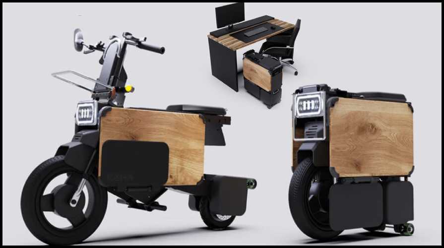 Icoma's Folding Electric Motorbike Is So Compact It Even Fits Under A Desk